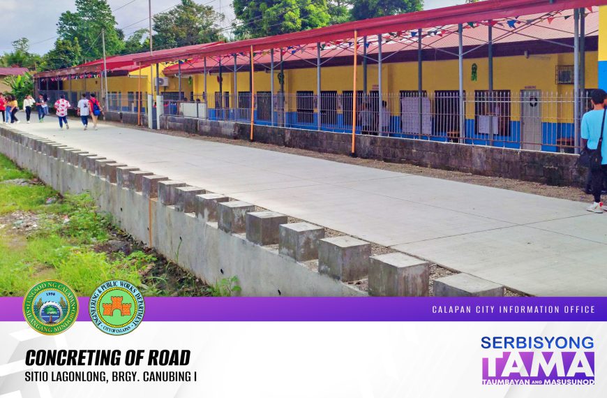 Concreting of road at Sitio Lagonlong, Brgy. Canubing I