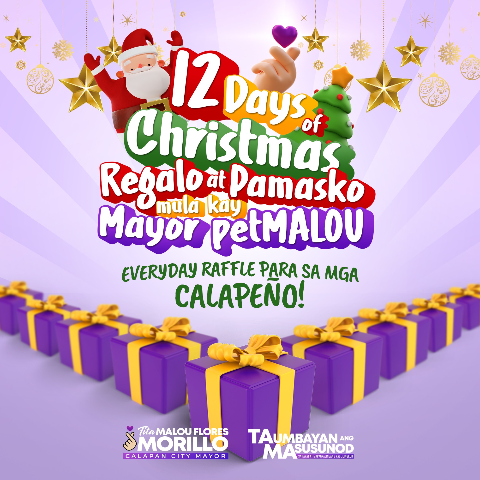 12 Days of Christmas, regalo at pamasko mula kay Mayor PETMALOU: Everyday Raffle para sa mga Calapeño!