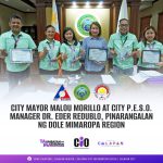 City Mayor Malou Morillo, at City P.E.S.O Manager Dr. Eder Redublo, pinarangalan ng DOLE MIMAROPA Region