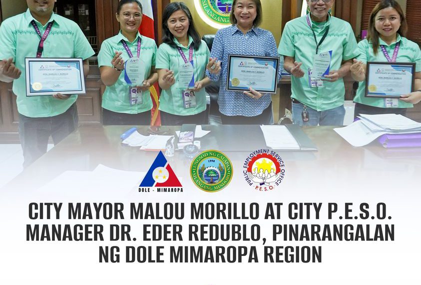 City Mayor Malou Morillo, at City P.E.S.O Manager Dr. Eder Redublo, pinarangalan ng DOLE MIMAROPA Region