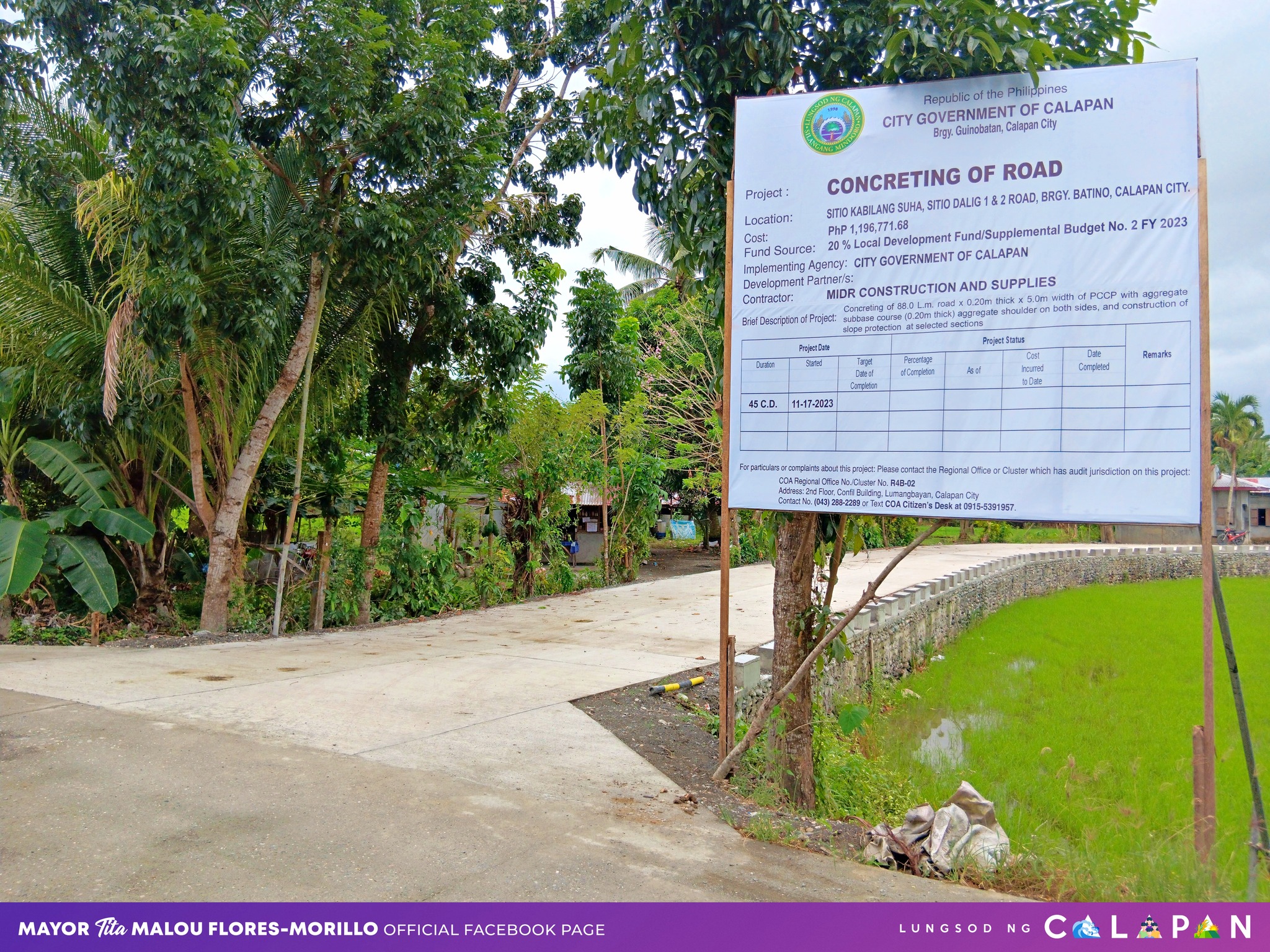 Concreting of Road at Sitio Kabilang Suha, Sitio Dalig 1 & 2. Brgy. Batino